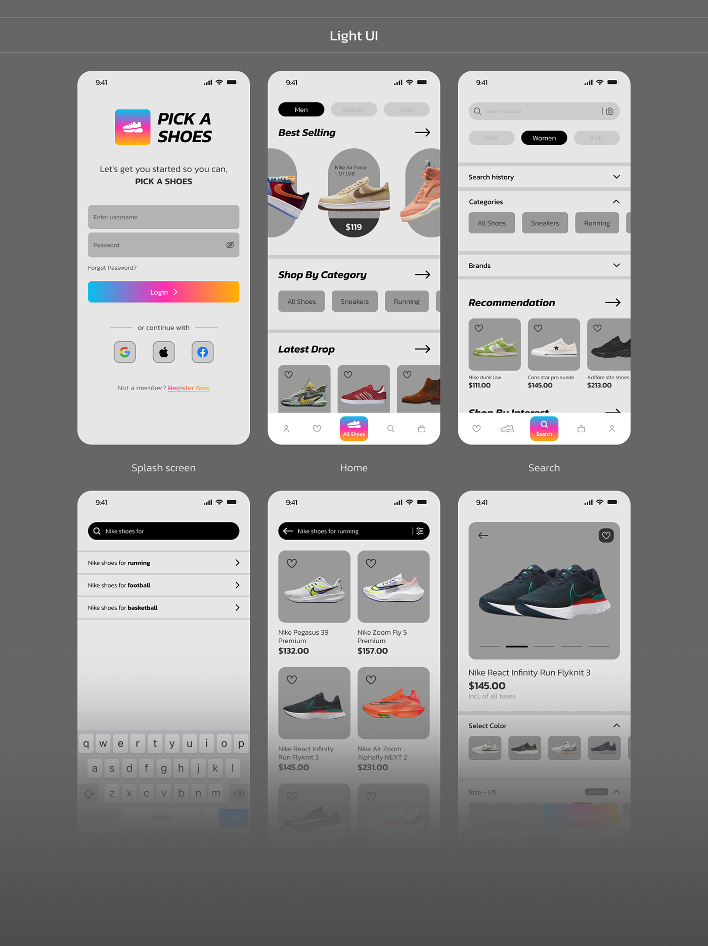 Case Study Interaction design  Mobile app Nike shoes sneaker sneakers UI UI/UX
