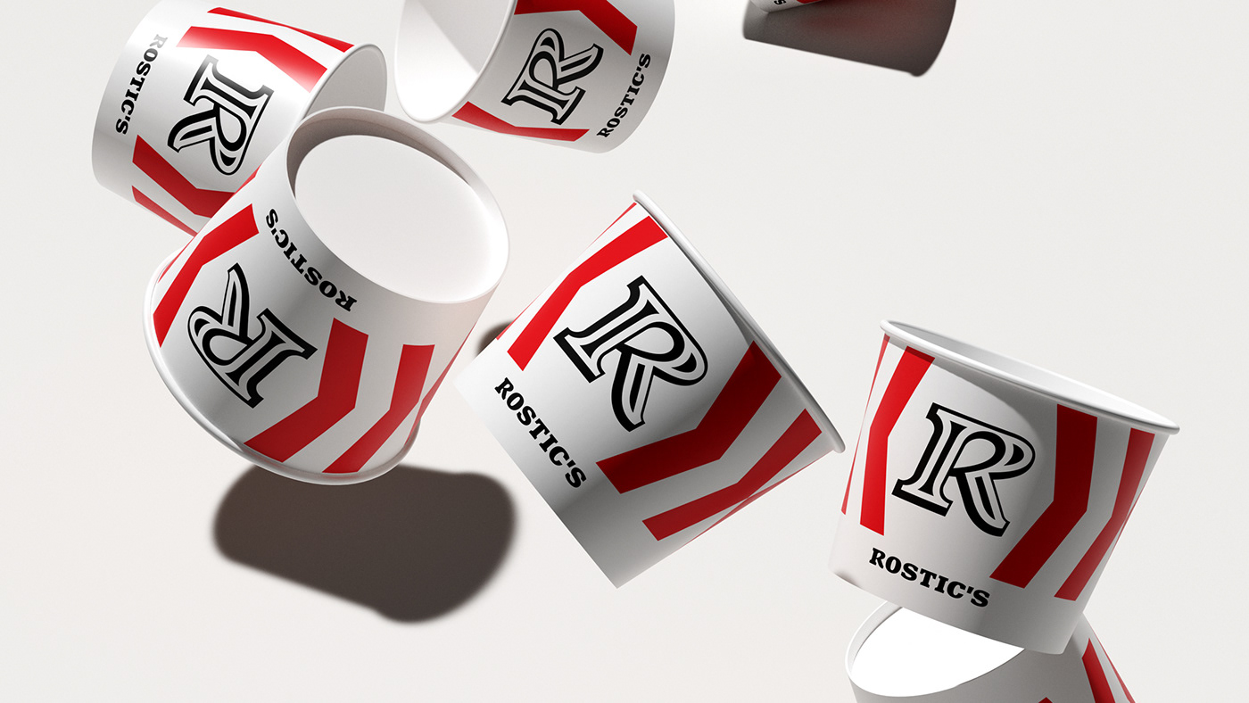 brand identity logo Packaging red rostics stripes