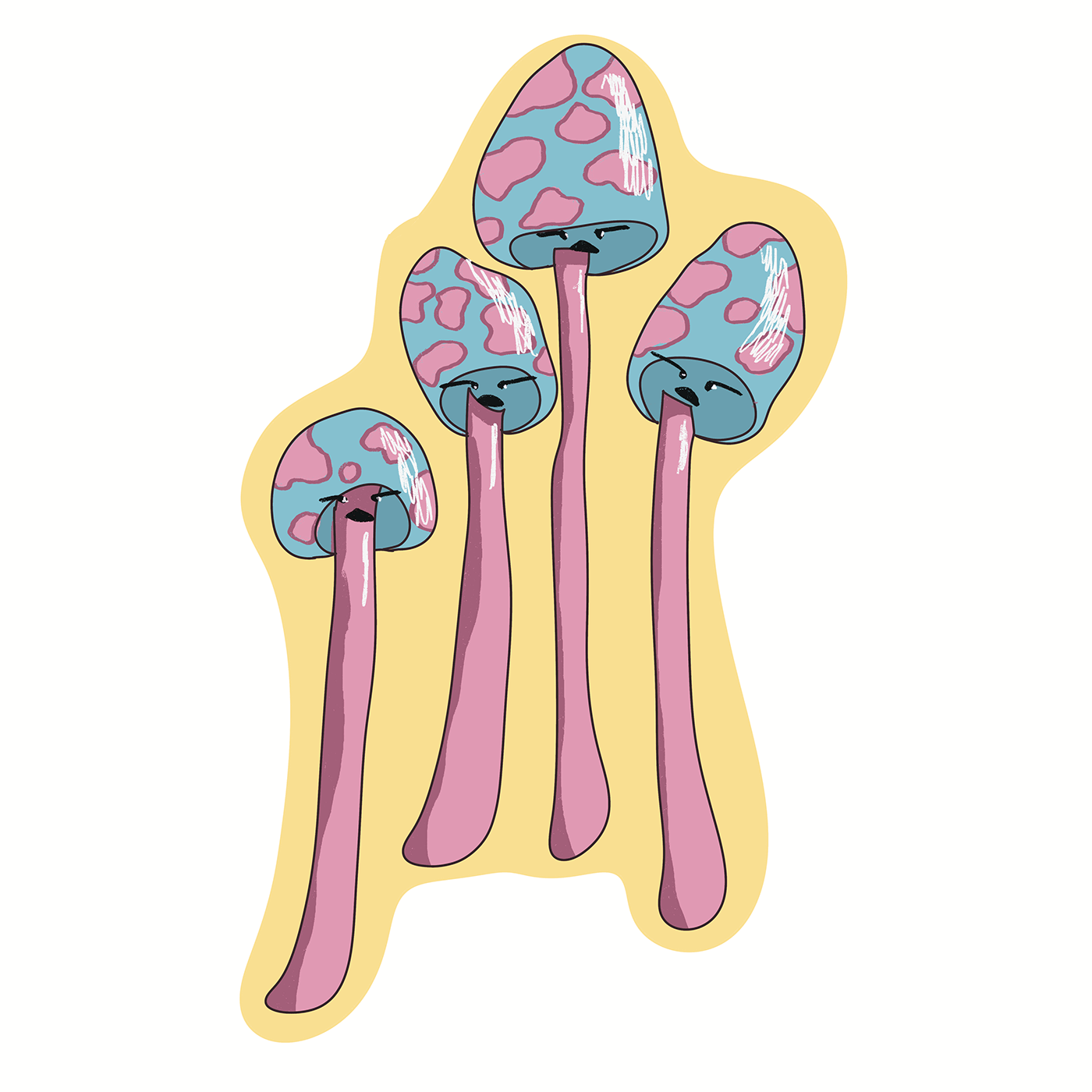Mushrooms Character design stickers logo ILLUSTRATION 