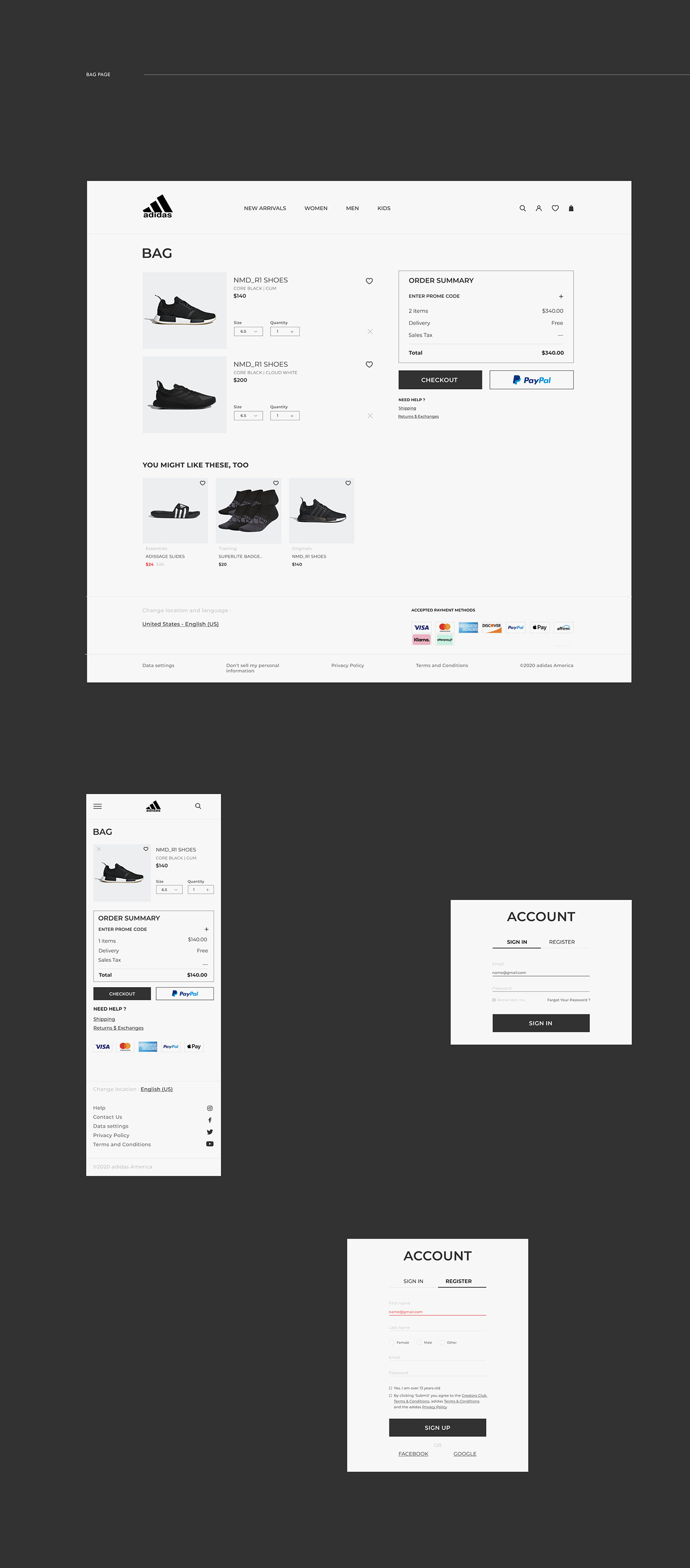adidas e-commerce redesign Responsive shop sneakers store UI/UX Web Design  Website