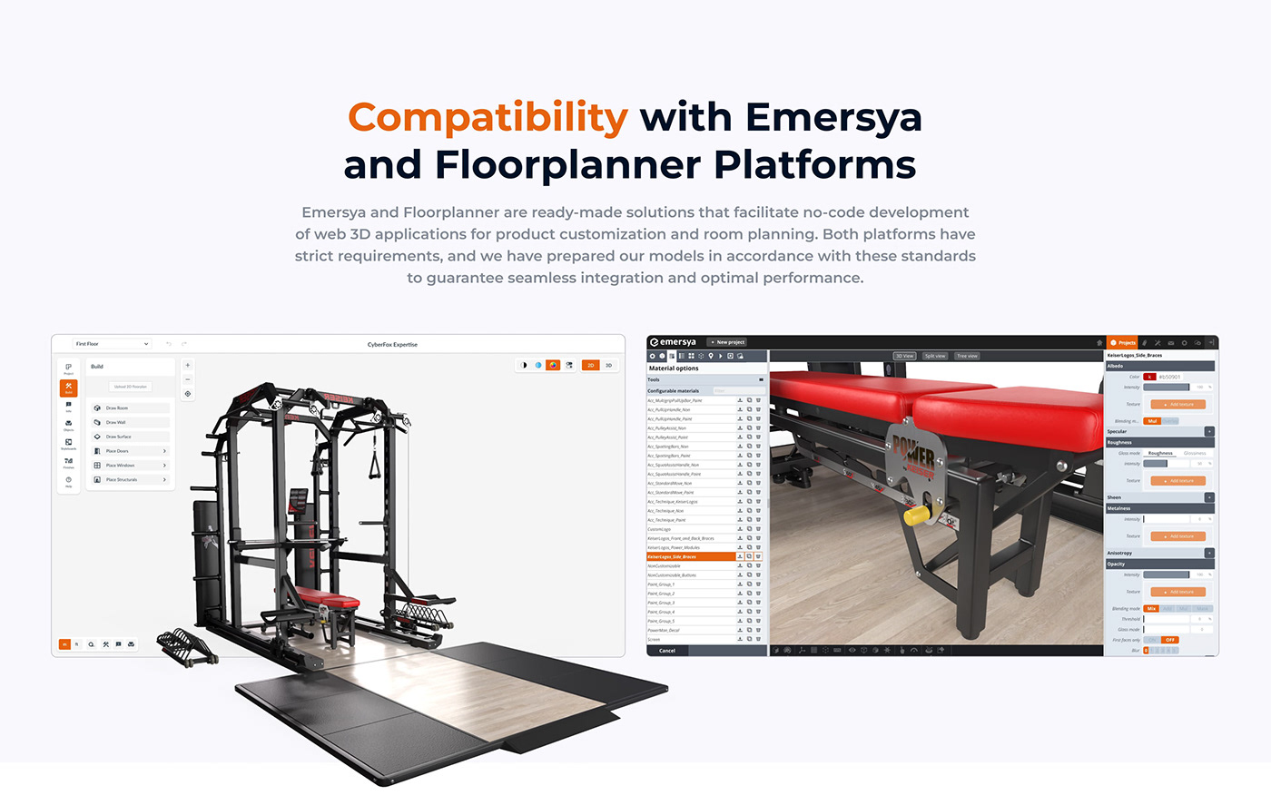 3D configurator sports fitness gym equipment 3D Visualization threejs Ecommerce BodyBuilding WEB 3D