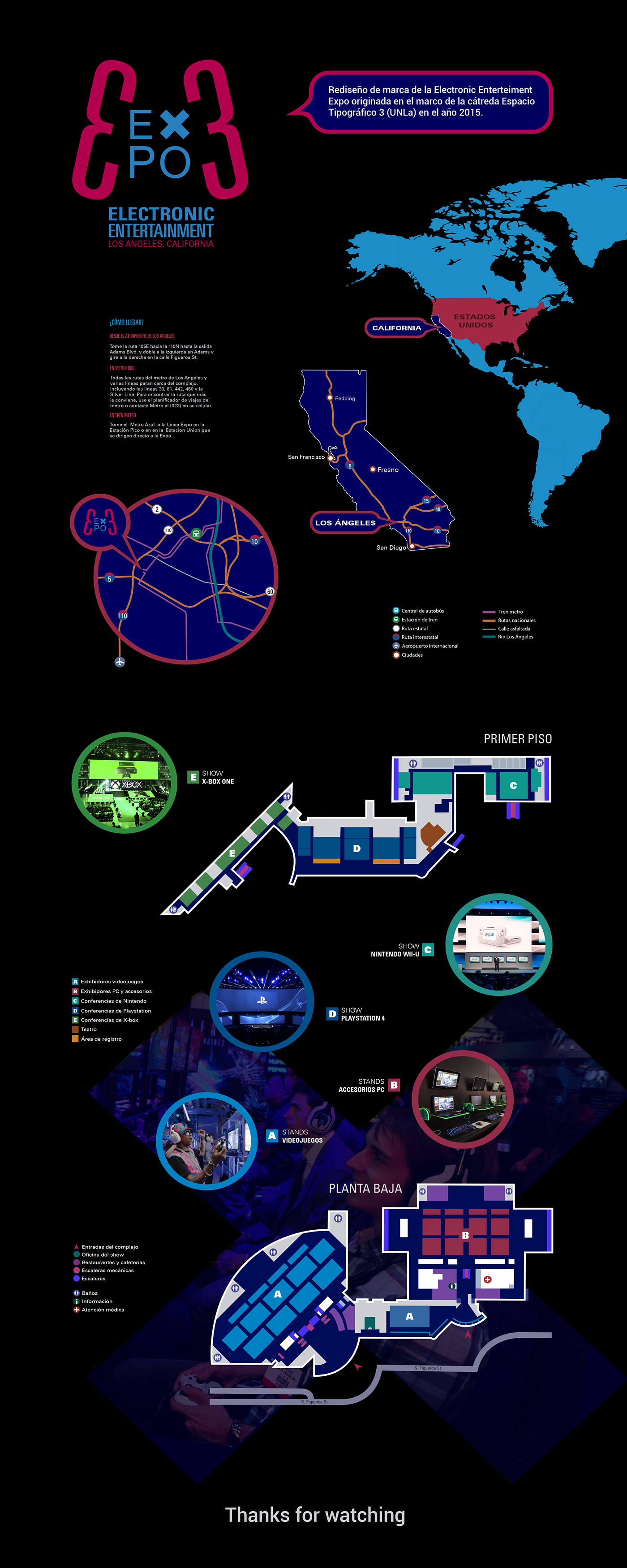 desing branding  informative E3 Electronic Entertainment Expo UNLa maps Guide panel informativo diseño