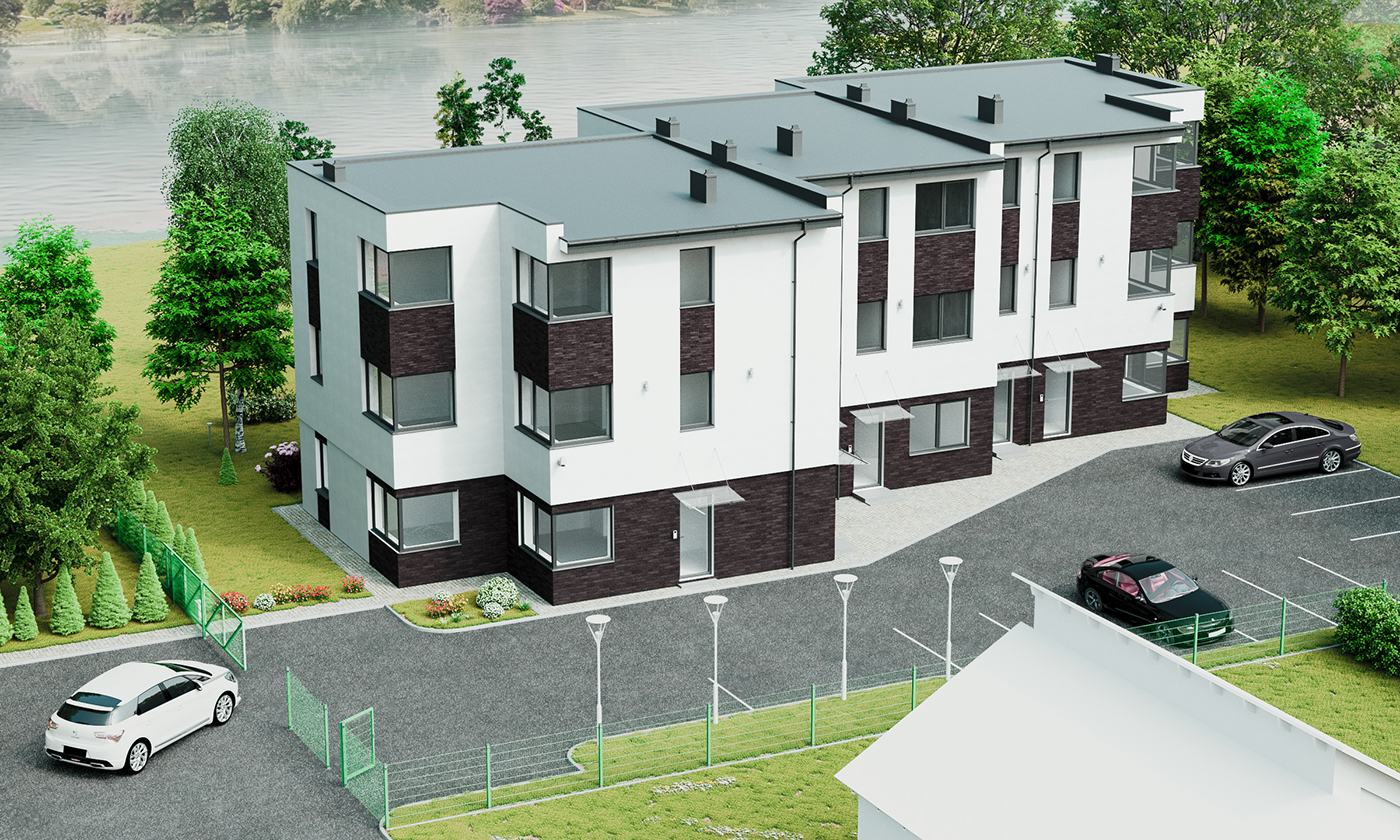3D Renders visualizations housing river exterior