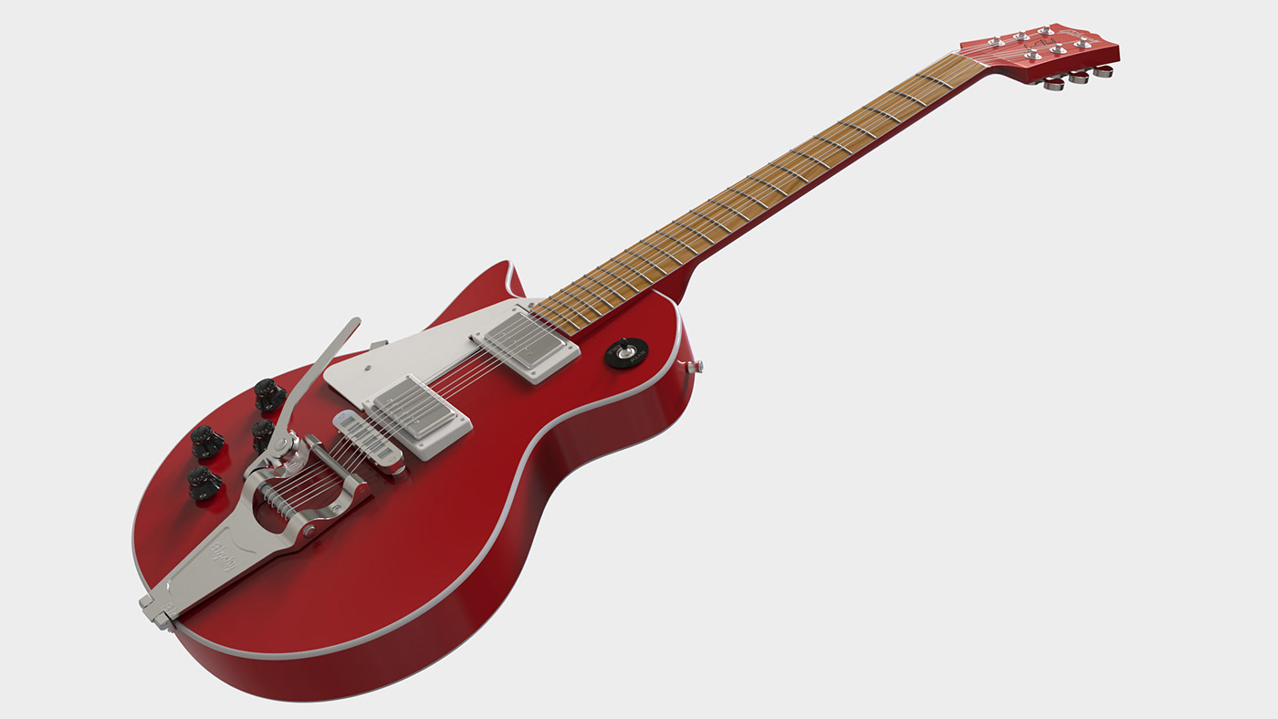 Render model modeling guitar 3D