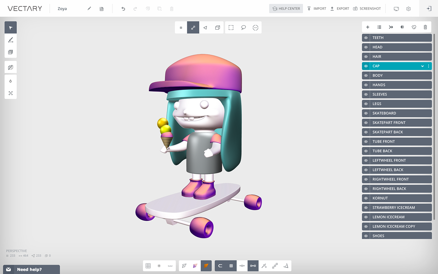 3D 3D model Character toy design Character design  vectary Project Felix free Render