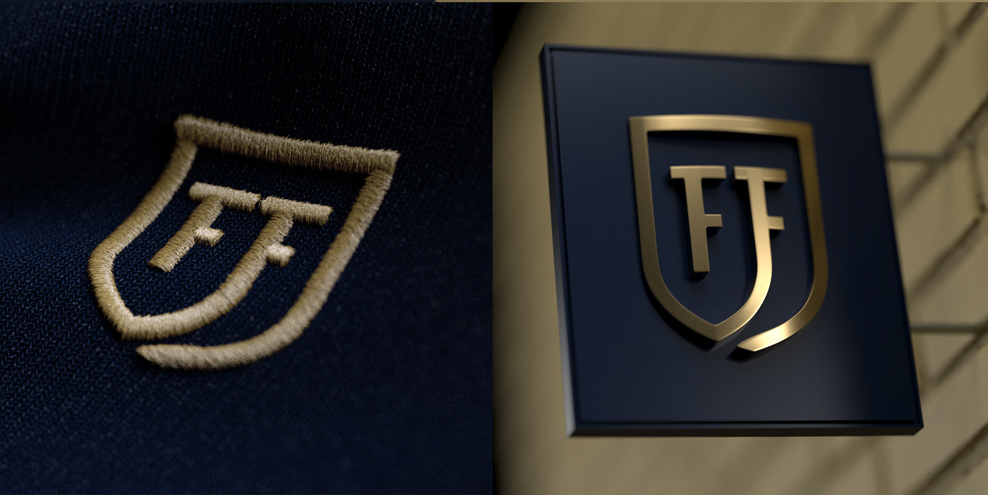 branding  luxury gold finance logo CGI Embroidery navy Stationery businesscard