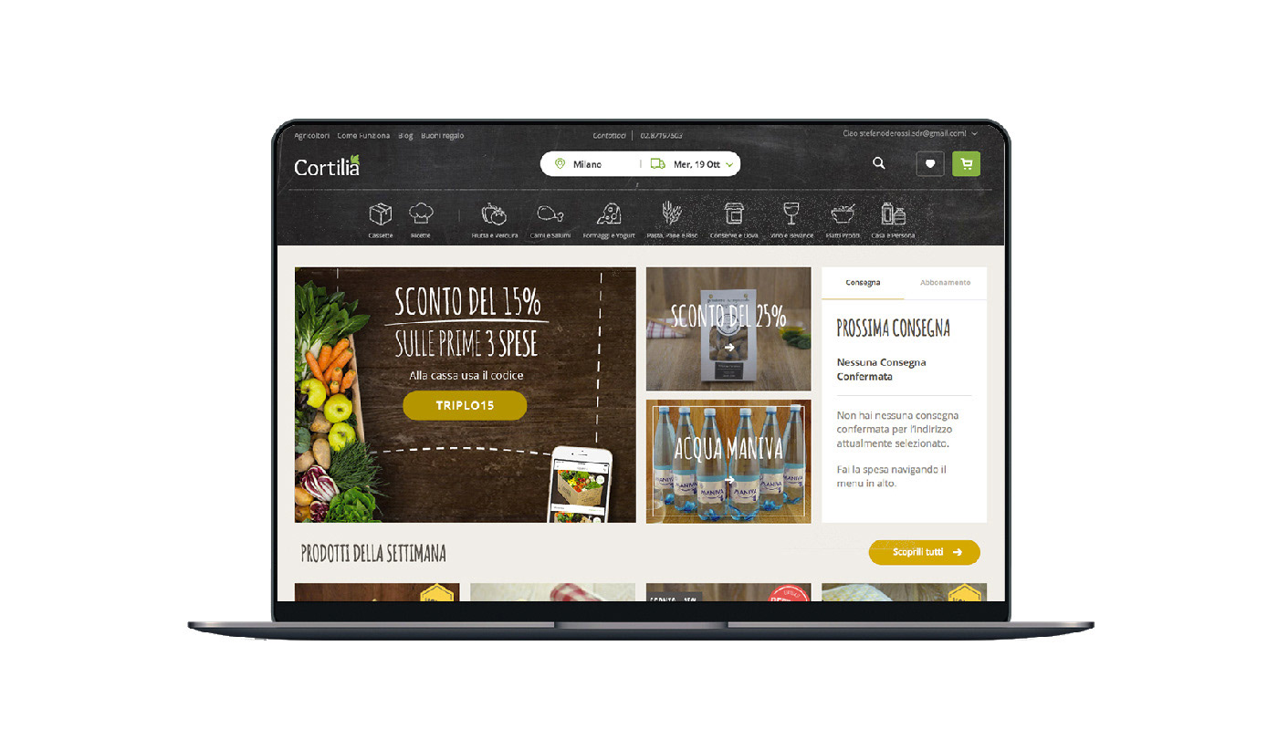 cortilia digital communication Food  Fruit dem evite post social landing page