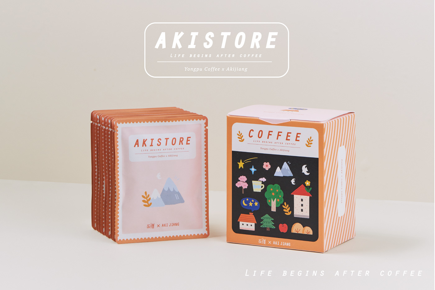 package design  ILLUSTRATION  branding  colors aesthetics Coffee graphdesign printing design lifestyle akijiang