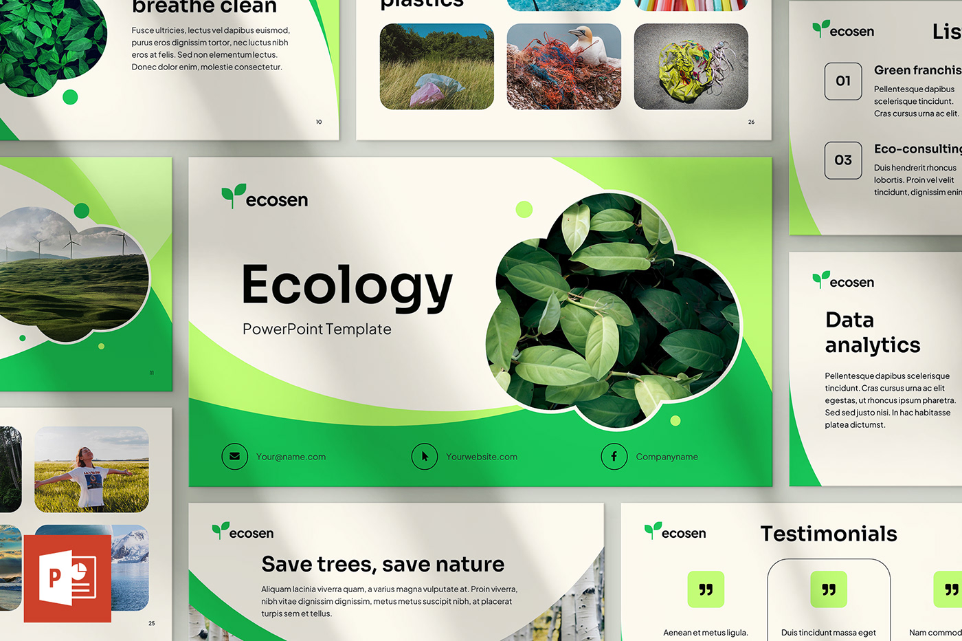 Ecology pitch deck powerpoint template slide deck marketing plan business infographic editable template Download Tempate ECOACTIVISM Ecology Template