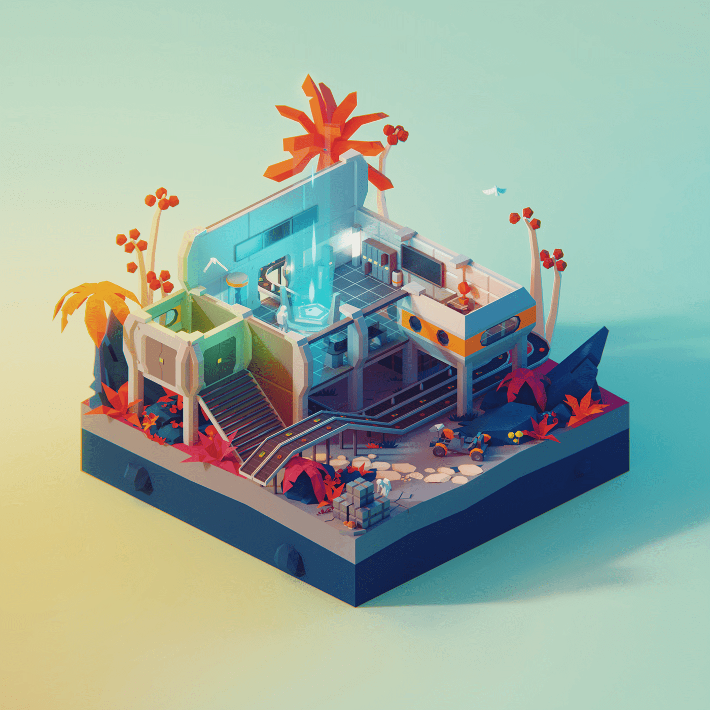 3D animation  blender color Gaming ILLUSTRATION  Isometric lowpoly unity worlds