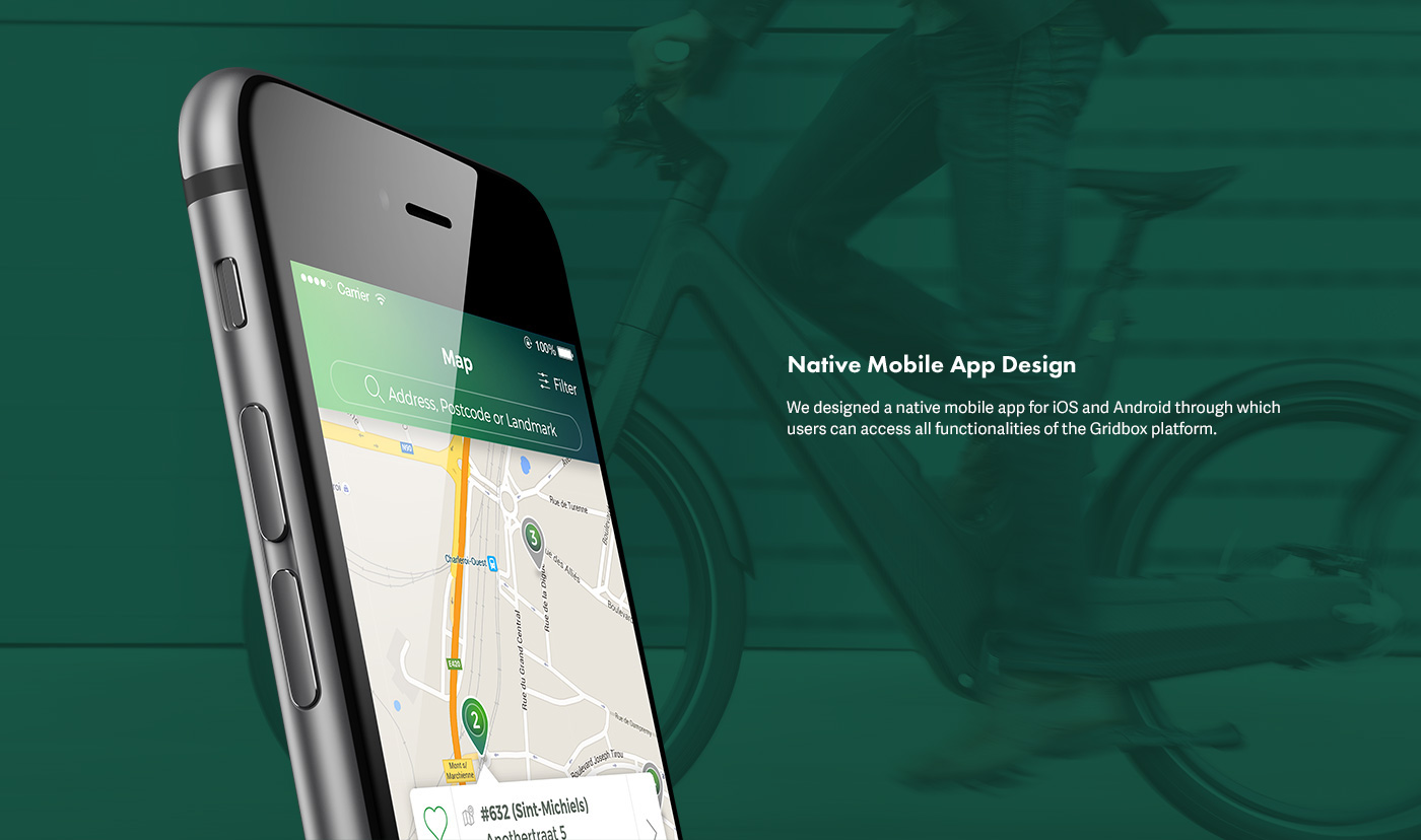 E-Bike app Responsive web app storage control ios prototype wireframe