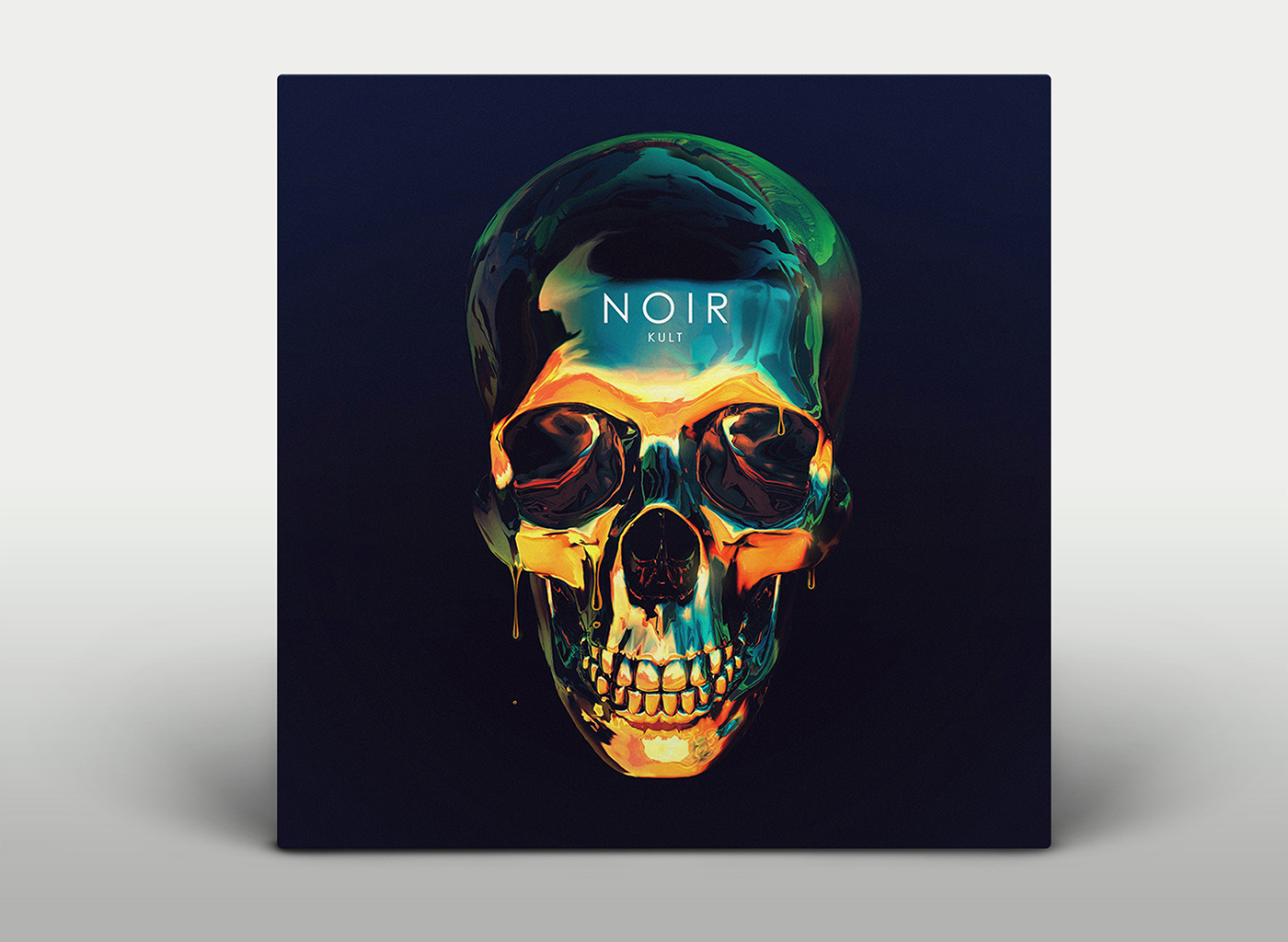 music Album cover noir black electronic chrome skull design ILLUSTRATION 