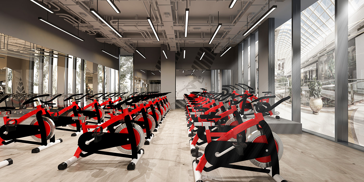 indoor gym egypt cardio cross fit interior design  architecture Render visualization 3ds max