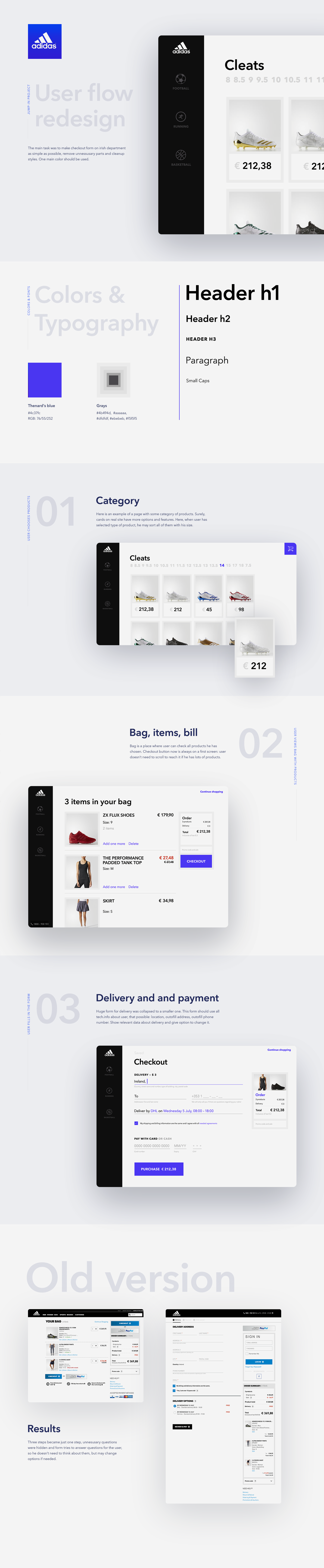 redesign sport adidas cart bag checkout product ux user flow simple