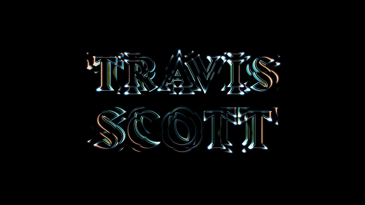 TRAVIS SCOTT rap hip hop typography   3D Type art fragment shatter refraction