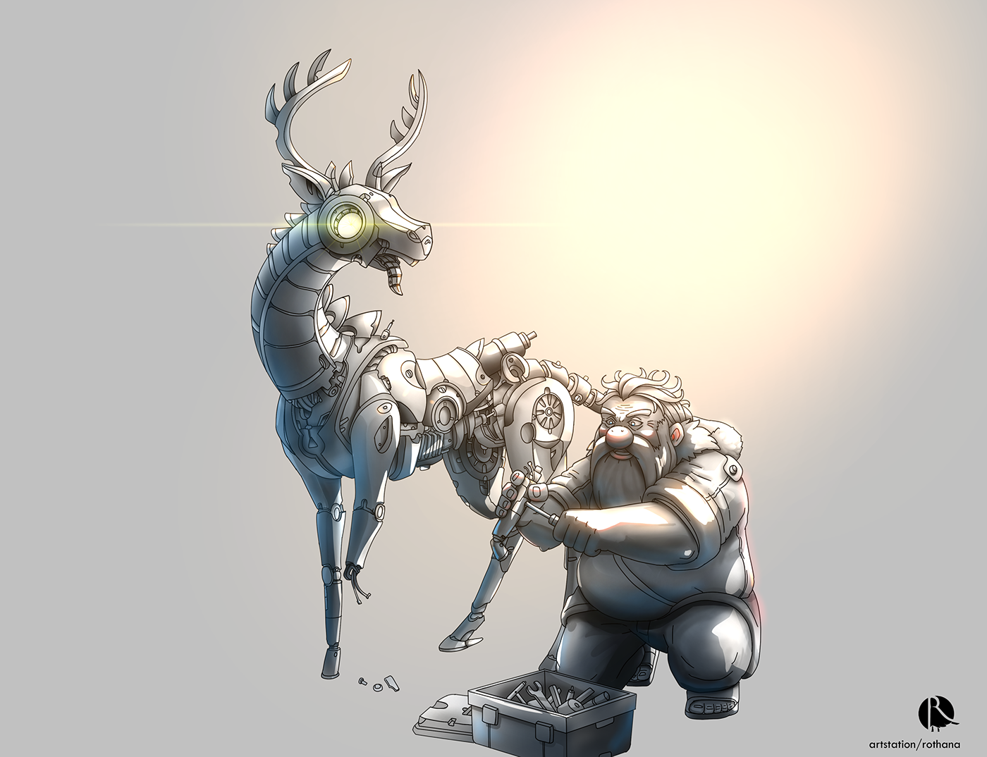 mecha robot Cyborg raindeer deer Christmas newyear santa