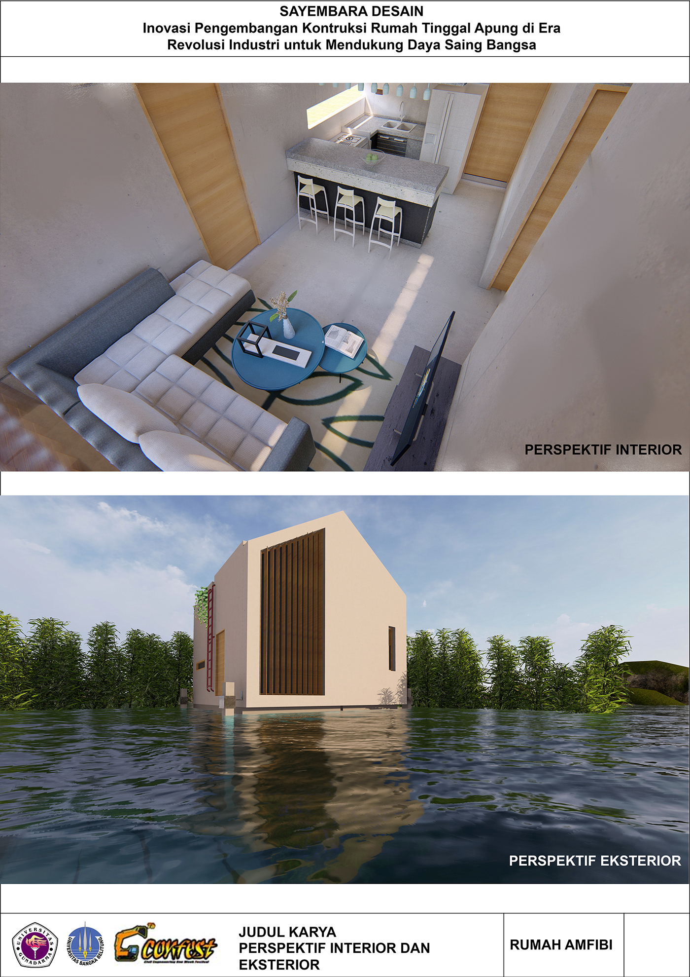 amphibious concept architecture Competetion design housing interior design  Tiny House Design visualization
