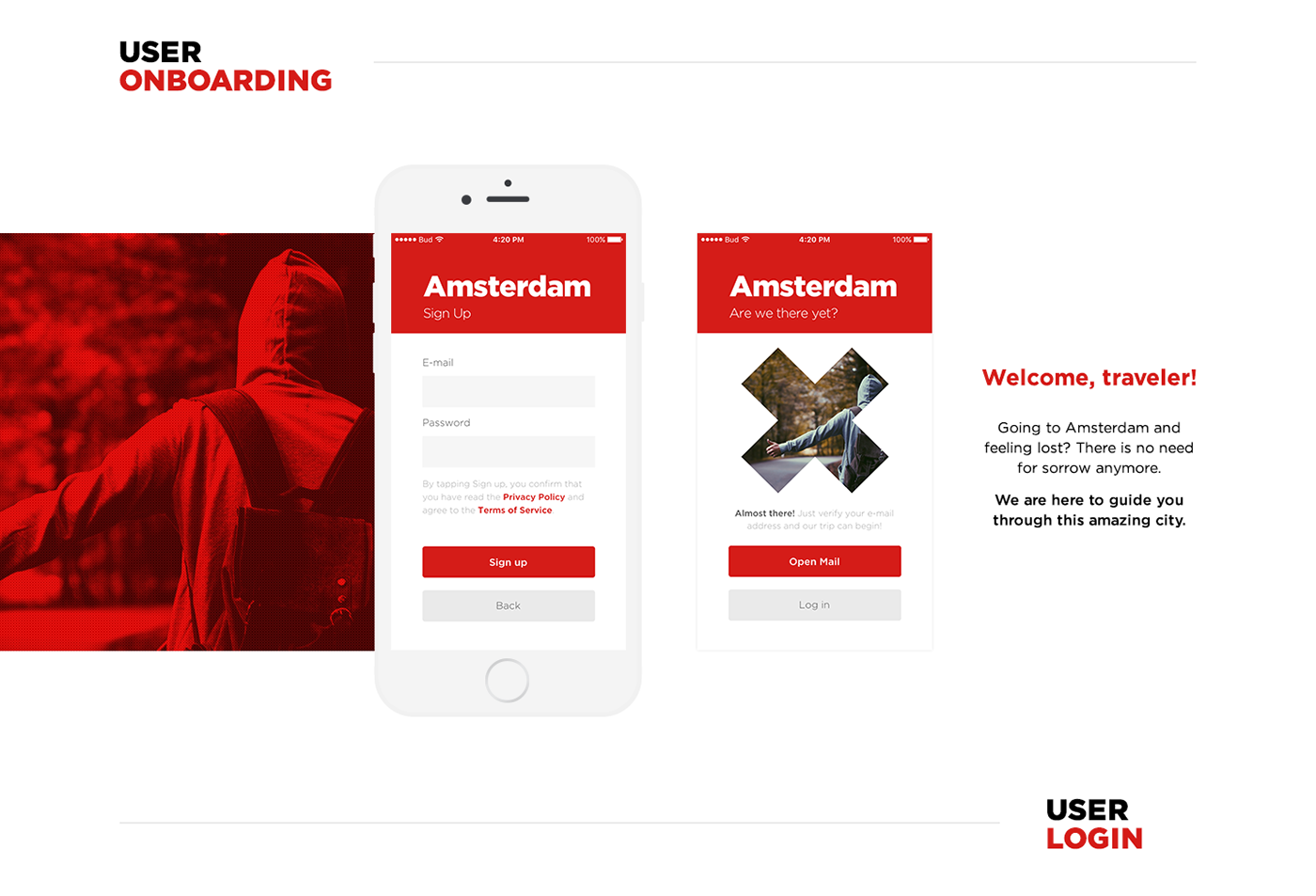 UI ux app iphone ios amsterdam Travel Guide mobile concept clean