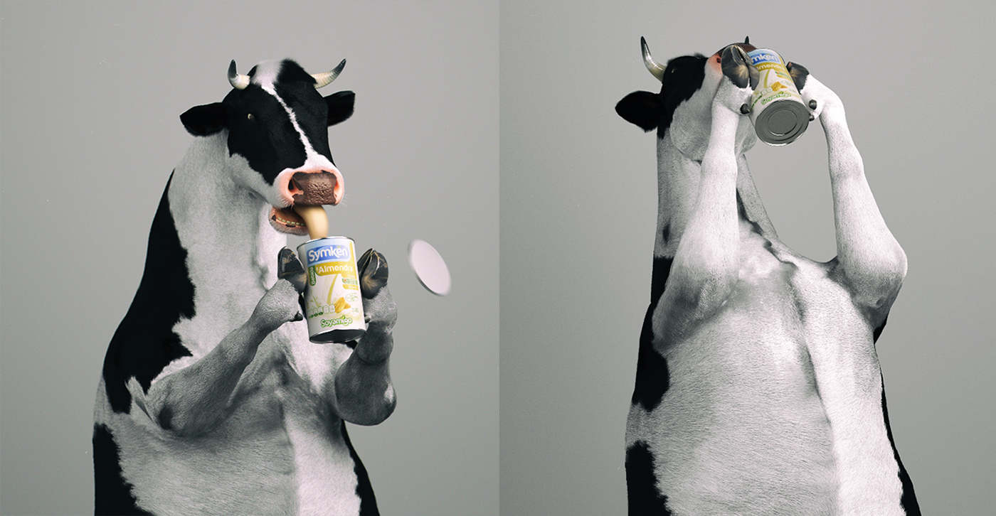 cow CGI animals Advertising  Maya hair mammals milk Character design