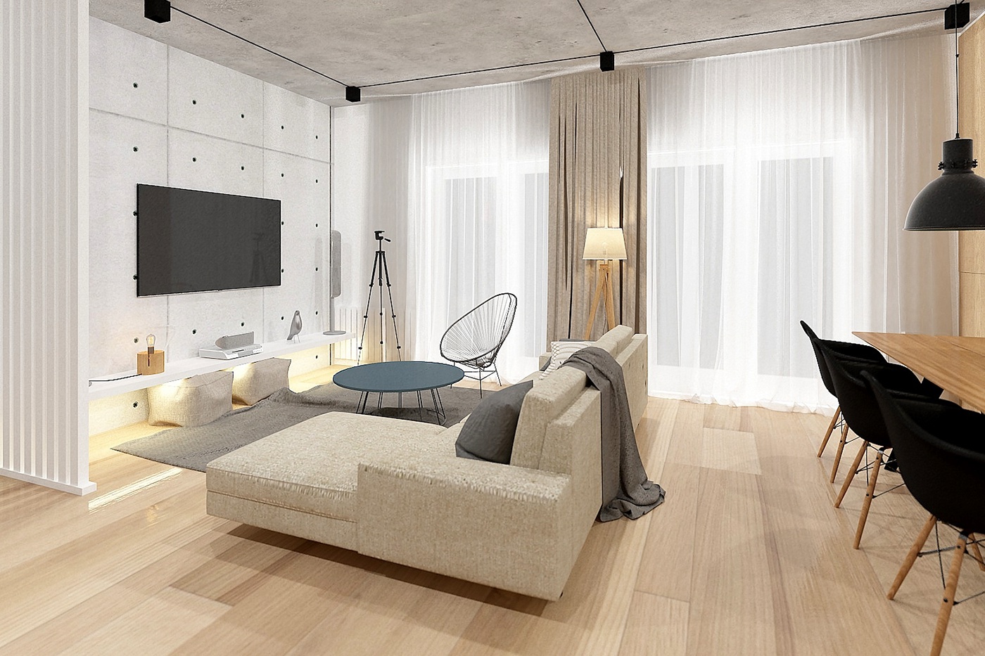 Interior design apartment industrial CGI digital art visualization