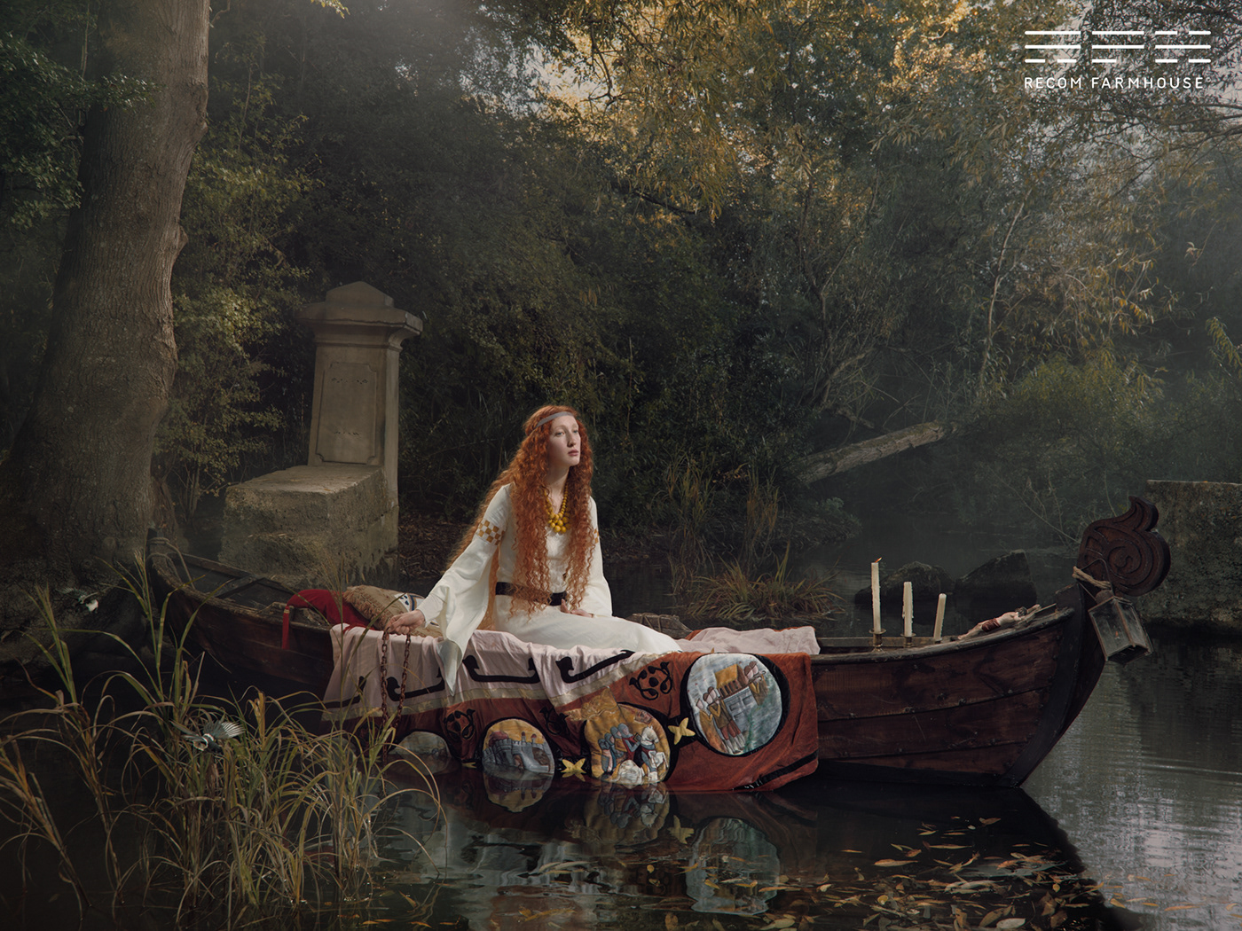 fine art preraphaelite river thames boat red hair painting   fine art photography atmospheric