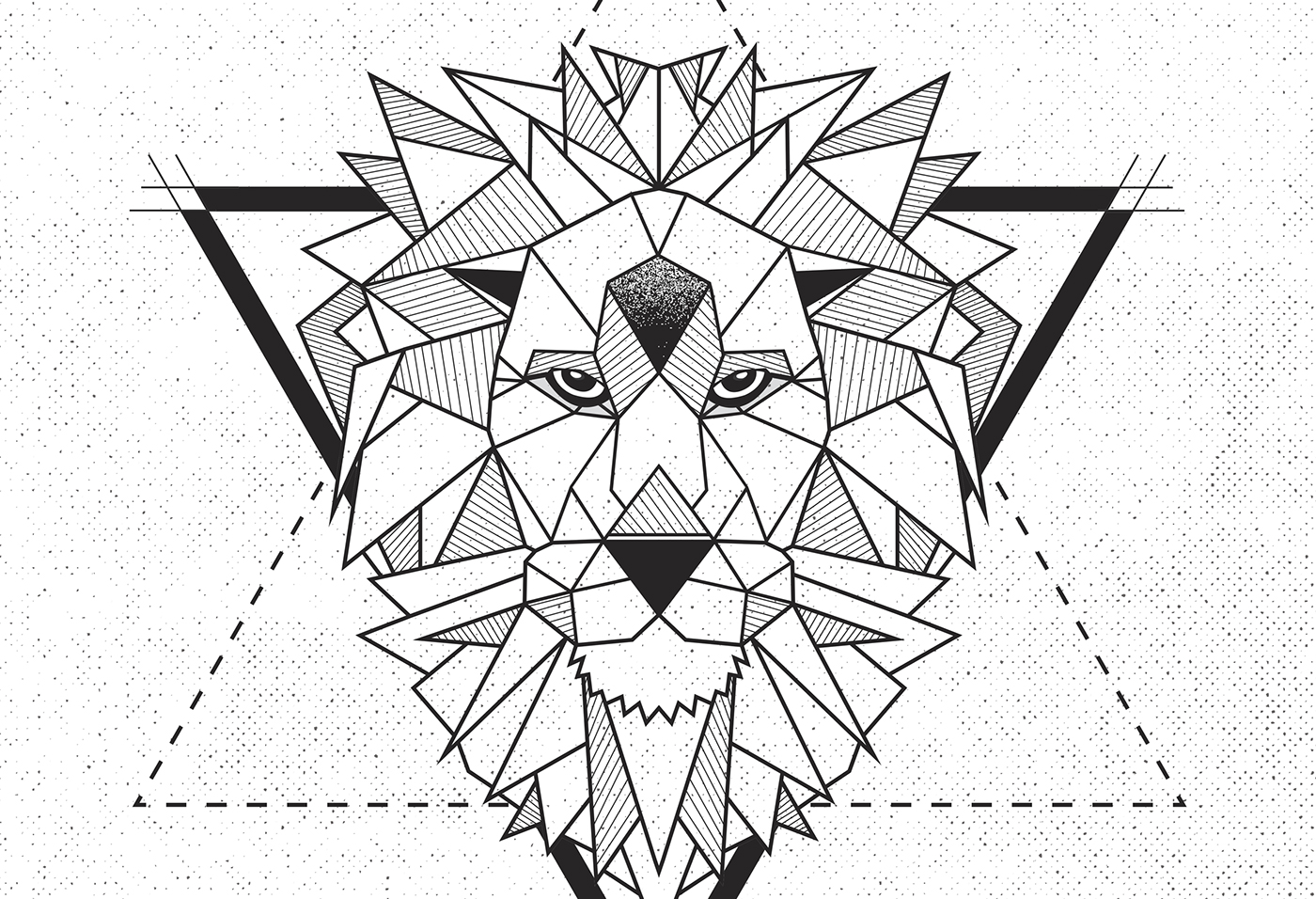 ILLUSTRATION  lion line art Illustrator stippling Angles