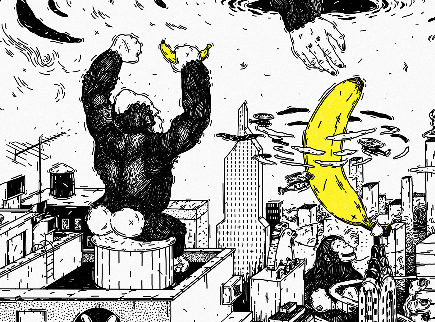 art banana contemporaryart DoctorOy graphicart graphics ILLUSTRATION  painting   print Strokepressionism