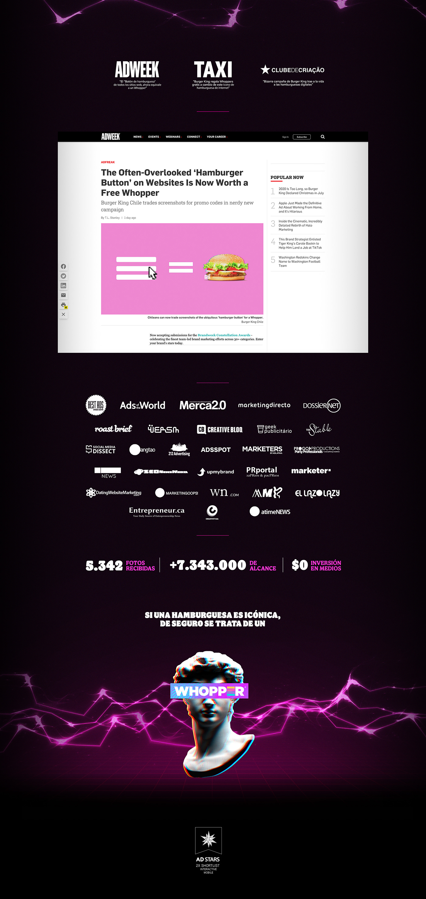 Burger King campaign creative digital 2020 year Direct Adweek best ads