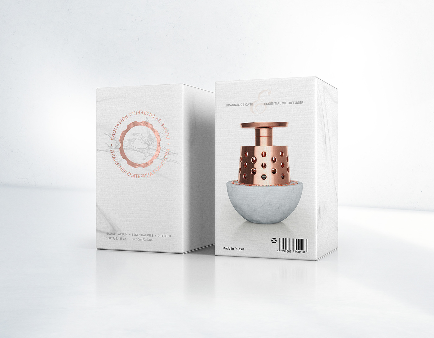 Packaging product Fragrance box Marble 3D Packshot parfum oil diffuser