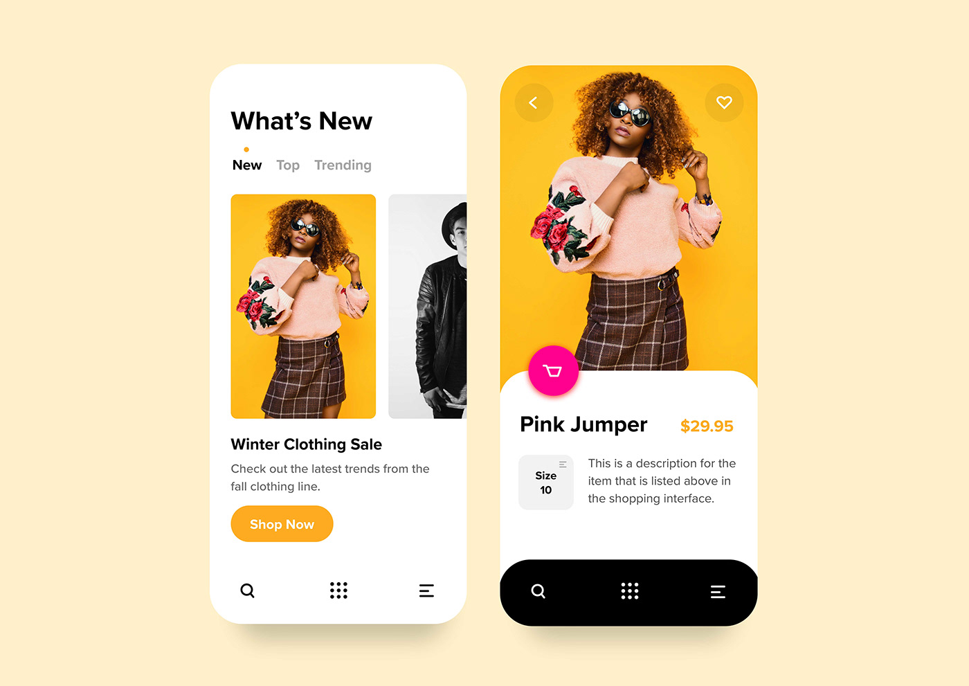 Fashion  app UI Shopping user interface mobile iphone modern simple stacking