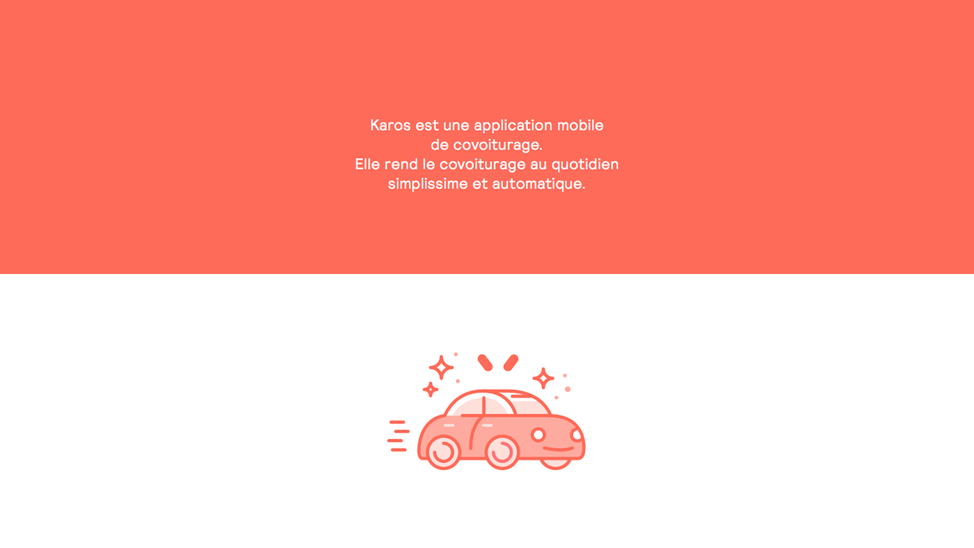 Karos covoiturage Transport app magie Website Startup branding 