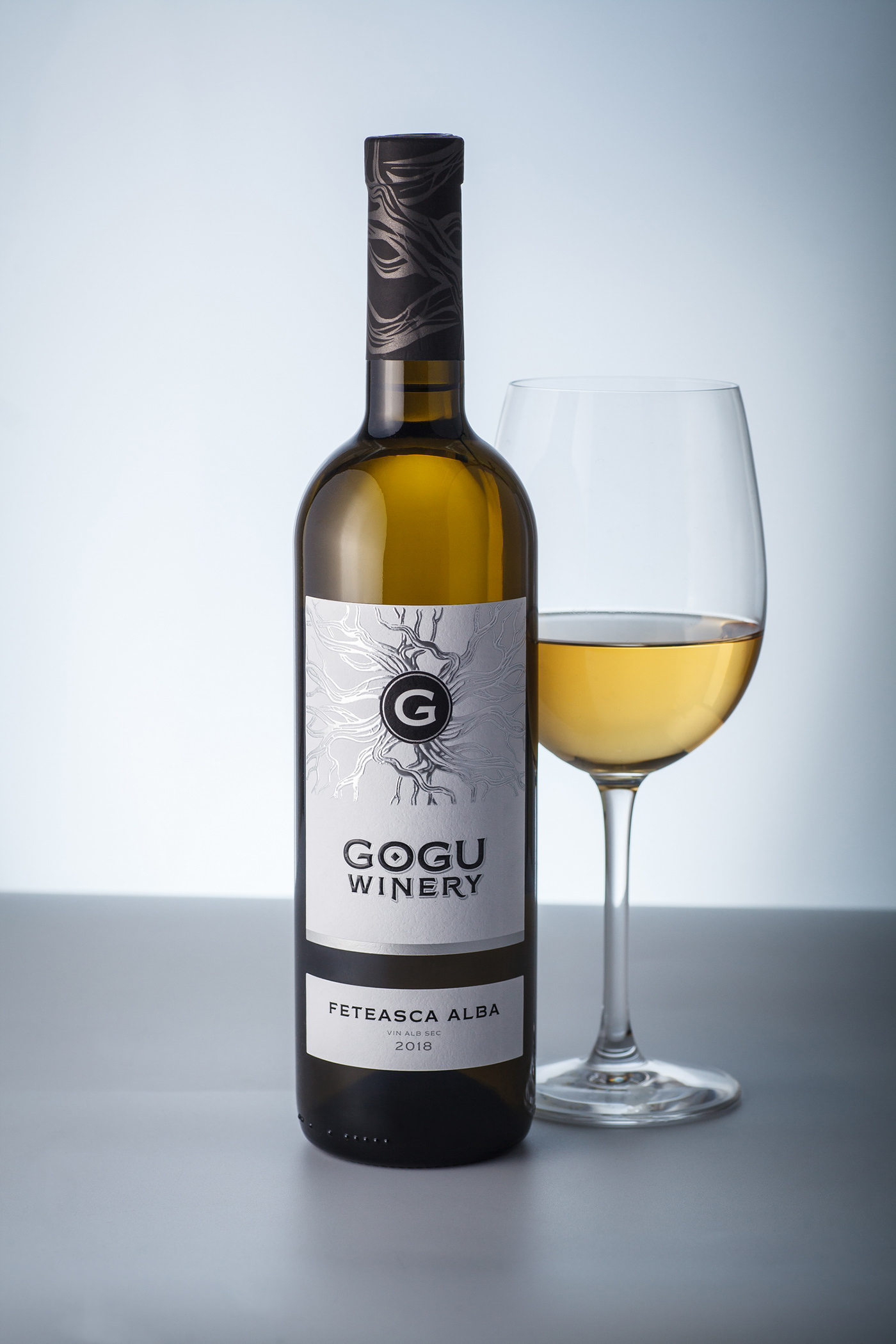 43oz design studio Moldova gogu winery feteasca alba wine label Packaging label design White