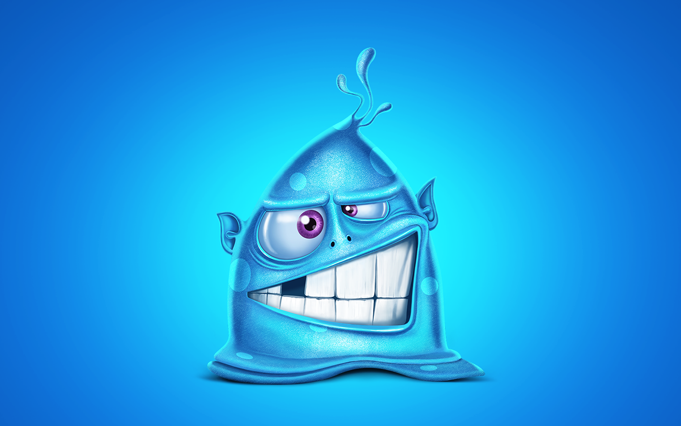 game cartoon Character snappy blue creative digital painting   waccom F1 Digitals