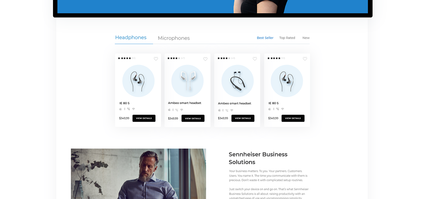 redesign UI ux Webdesign concept sennheiser Ecommerce brand Website Minimalism