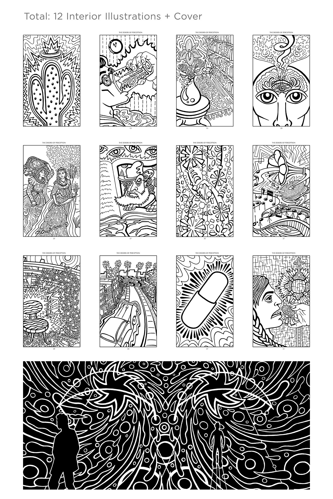 pratt prattcomd illustrations pen ink aldoushuxley TheDoorsofPerception mescaline Huxley visualnarrative psychadelic parapsychology psychology philosophy 