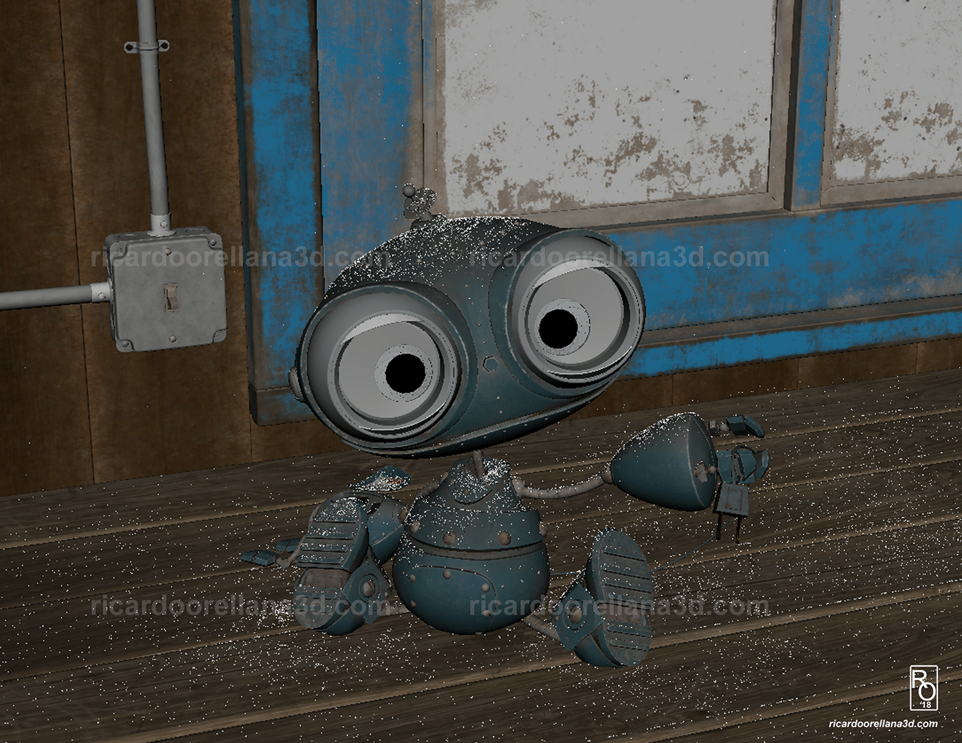 robot cartoon Character cute unplugged Render CGI 3D hard surface 3d modeling