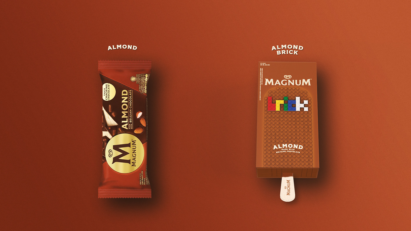 almond flavour comparison of magnum ice cream bar with magnum ice cream brick