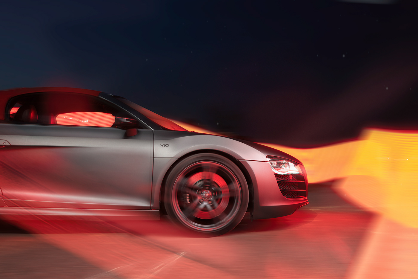 automotive   Automotive Photography Audi red neon speed