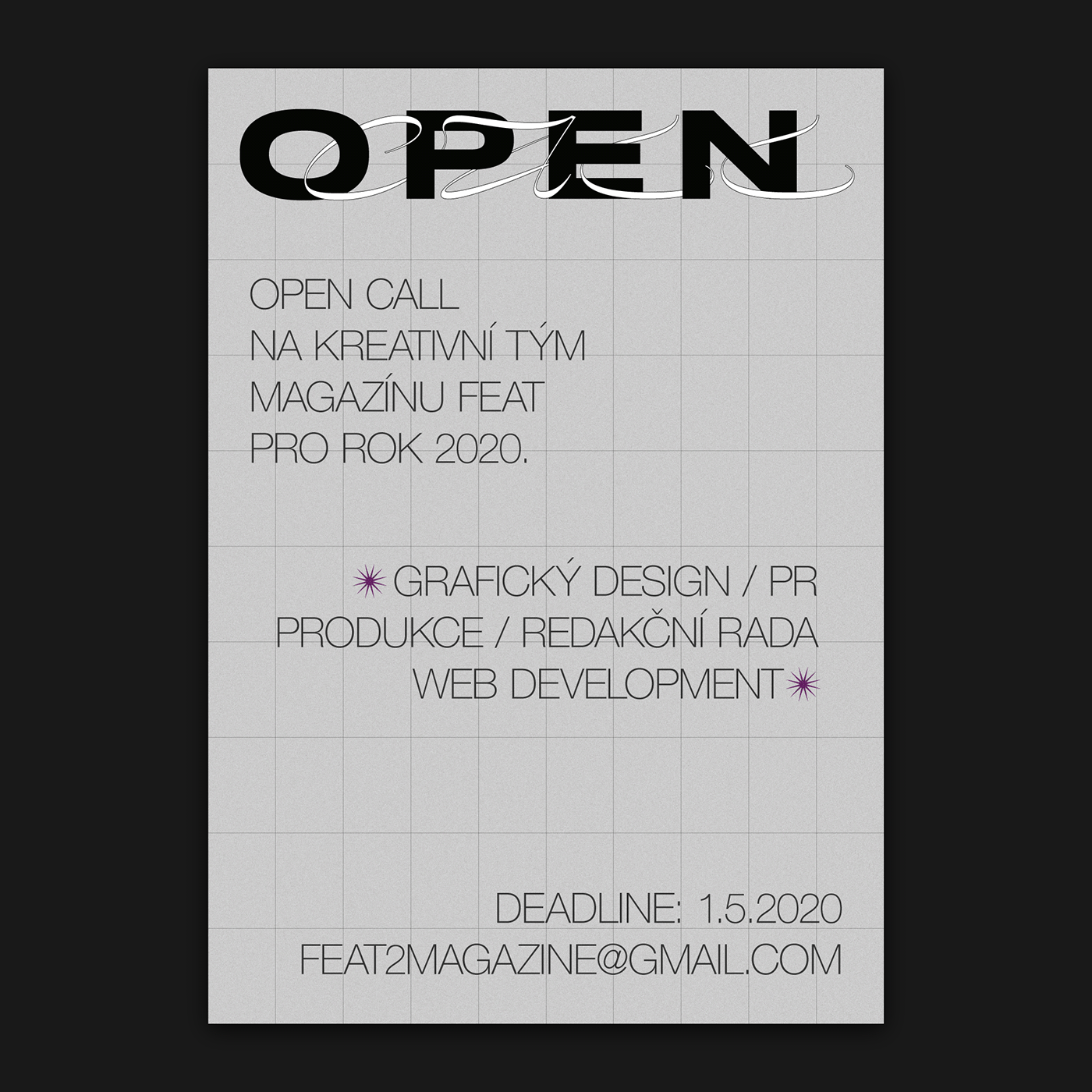 grid Layout lettering OPEN CALL poster UMPRUM