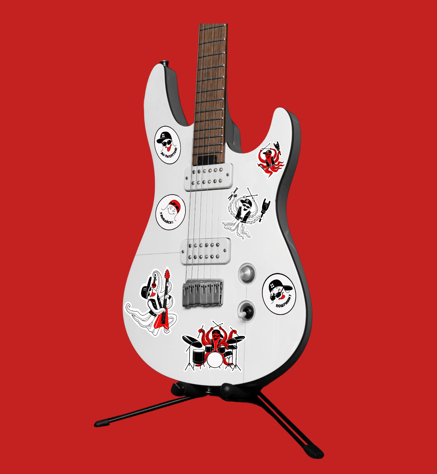 brand character rock drums guitar music vector art cartoon Character design  ILLUSTRATION  octopus illustration