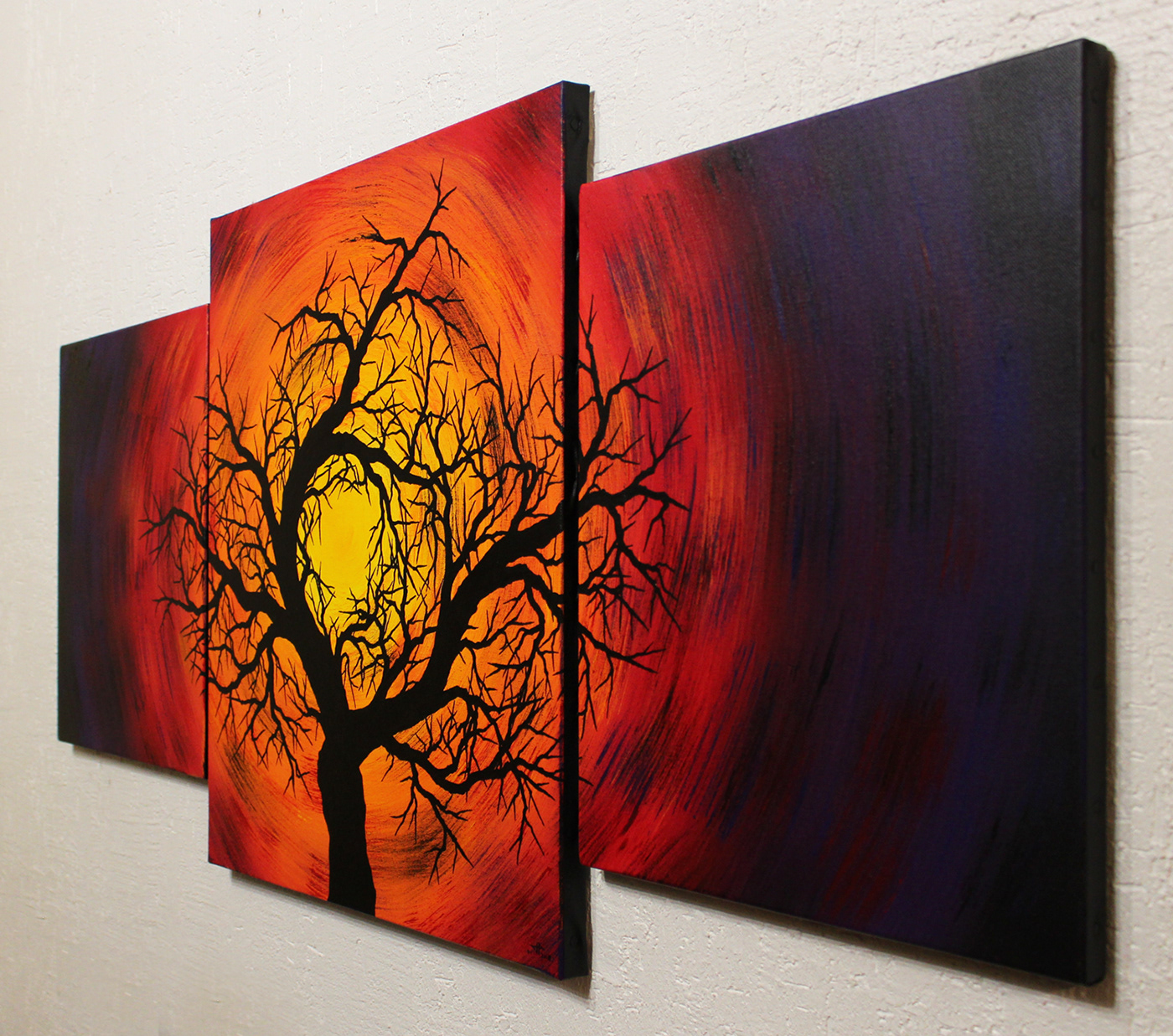 triptyque Triptych art Drawing  painting   Tree  canvas acrylic artwork artist