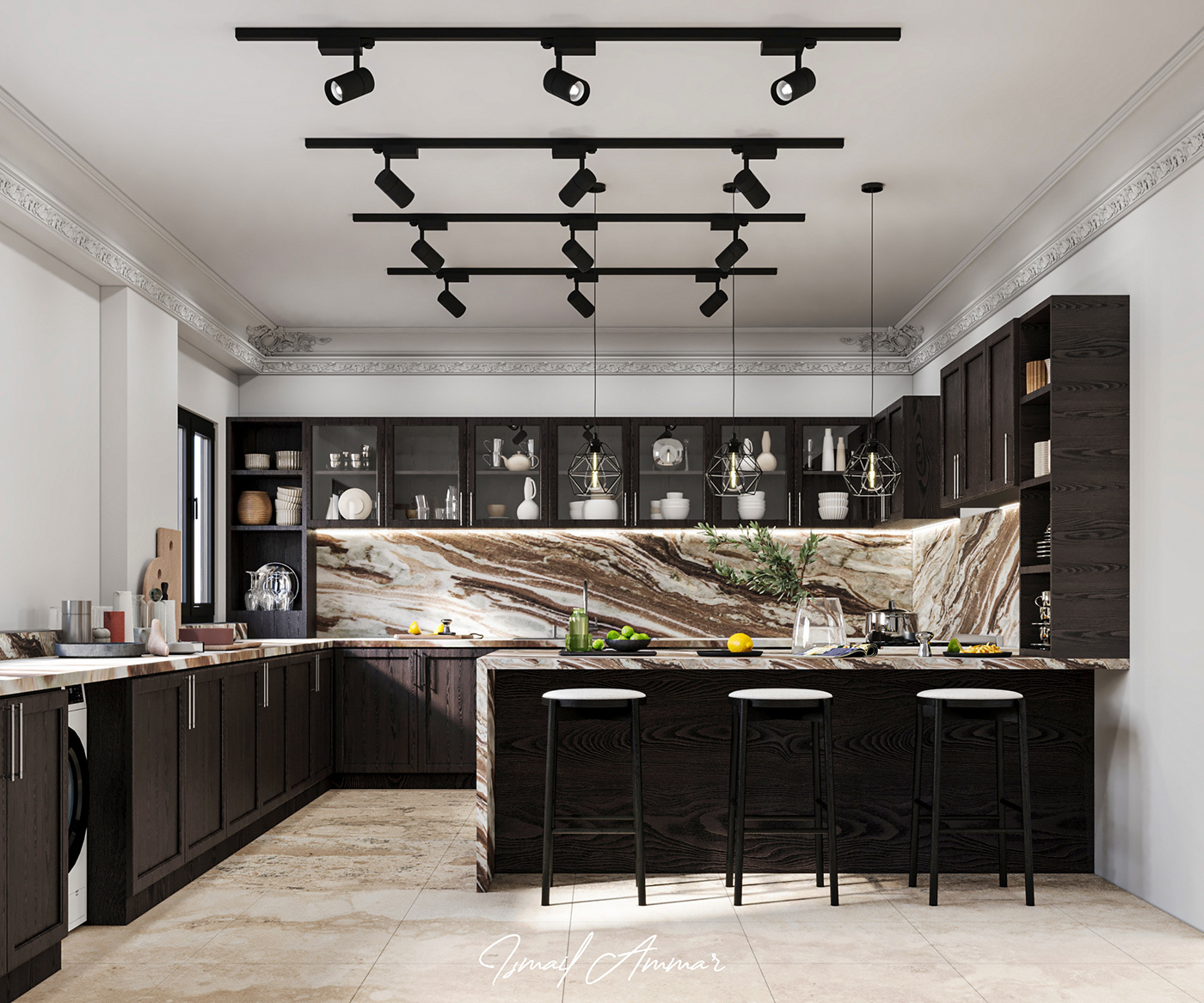 kitchen kitchen design Render interior design  3ds max corona render  rendering archviz Interior house