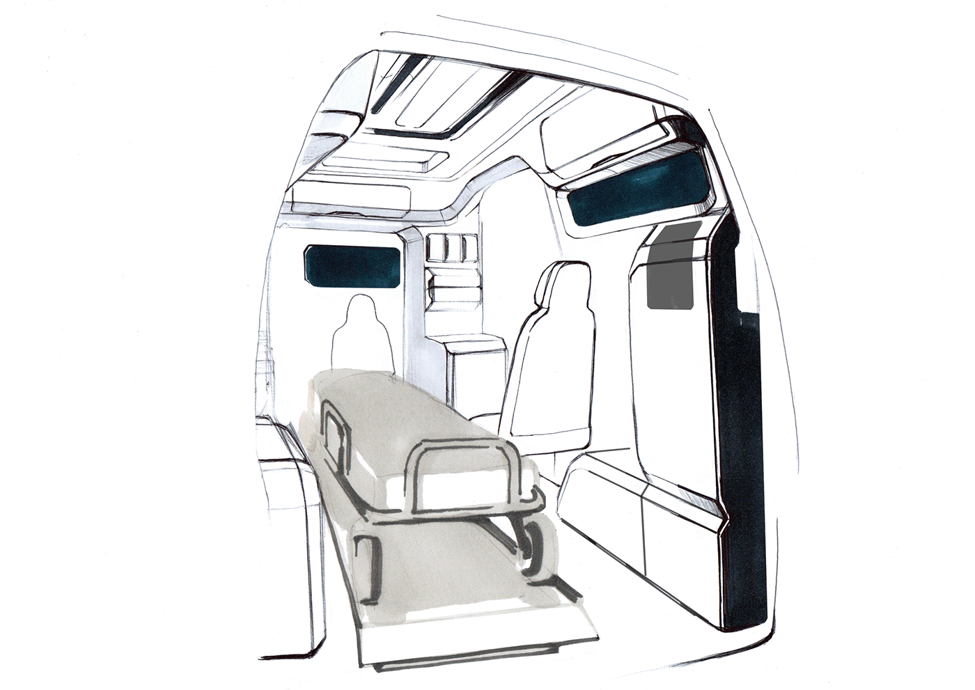ambulance sketch industrial design  automotive   medical automobile Automative Interior