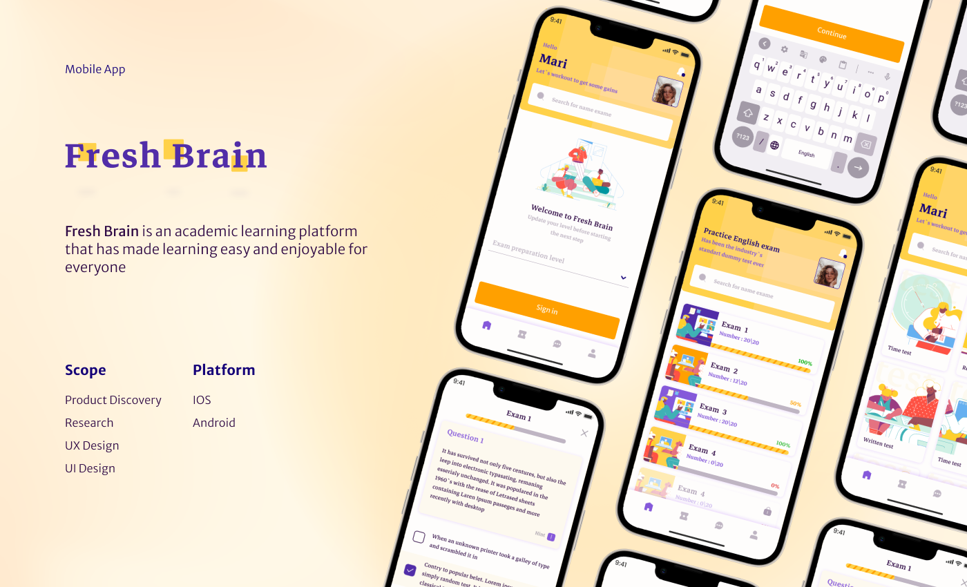 animation  app brain Figma grid learning Mobile app screenshot test UI/UX