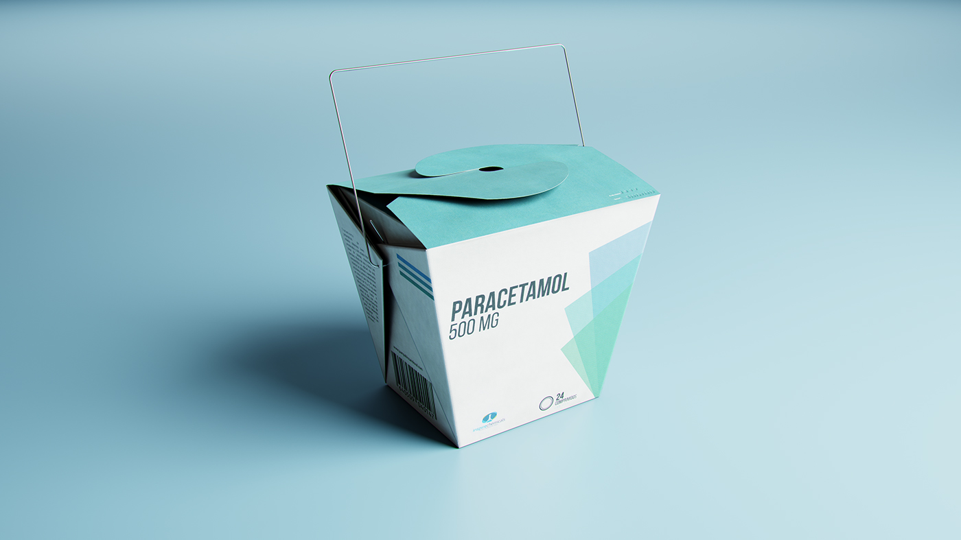 salcobrand delivery CGI McCann drugstore pharmacy OTC package 3D photorealistic burger chinese takeaway Pizza box