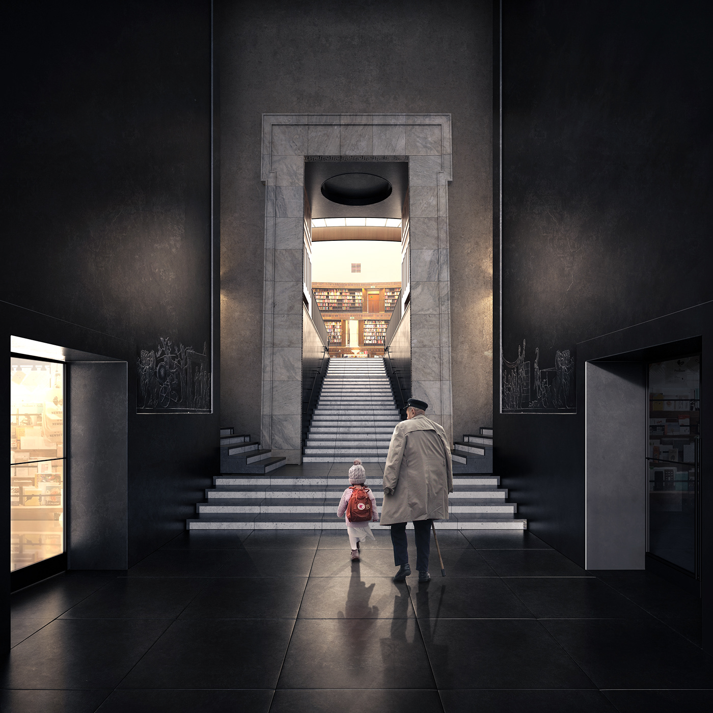 architecture 3D archviz vizualisation CGI Sweden library tomorrow Competition Render