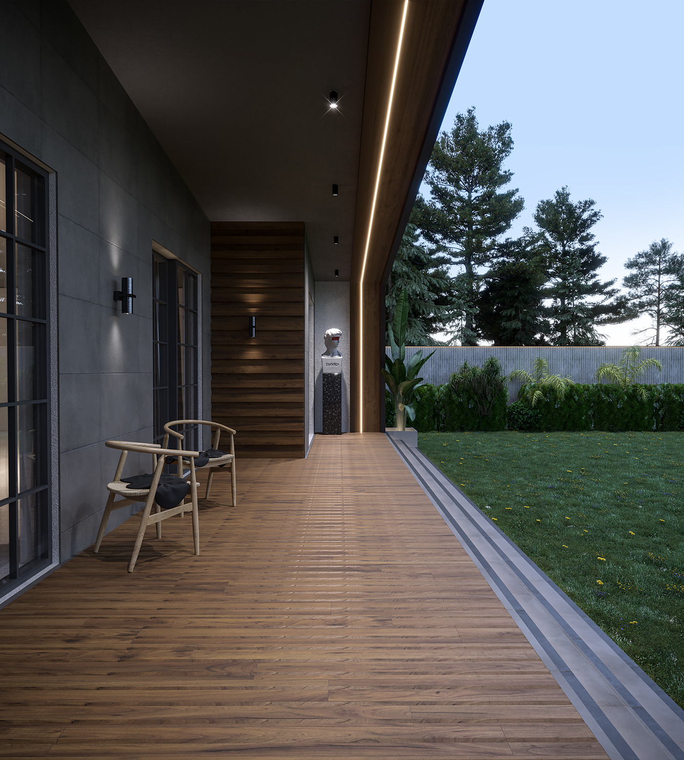 3ds max architecture corona Landscape lighting modern Render SKY villa design visualization