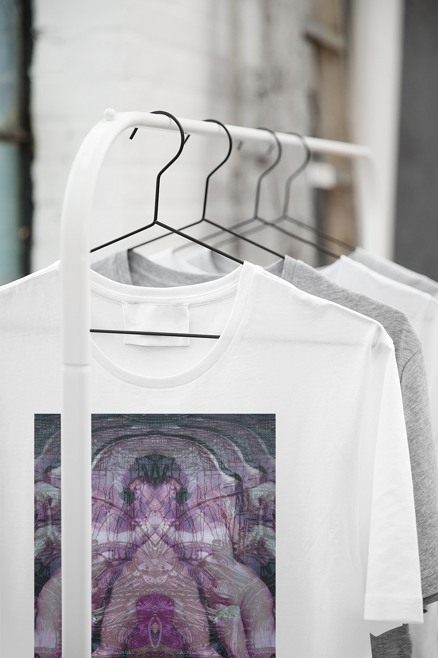 art black clothes design DRSWING line surreal t-shirt White