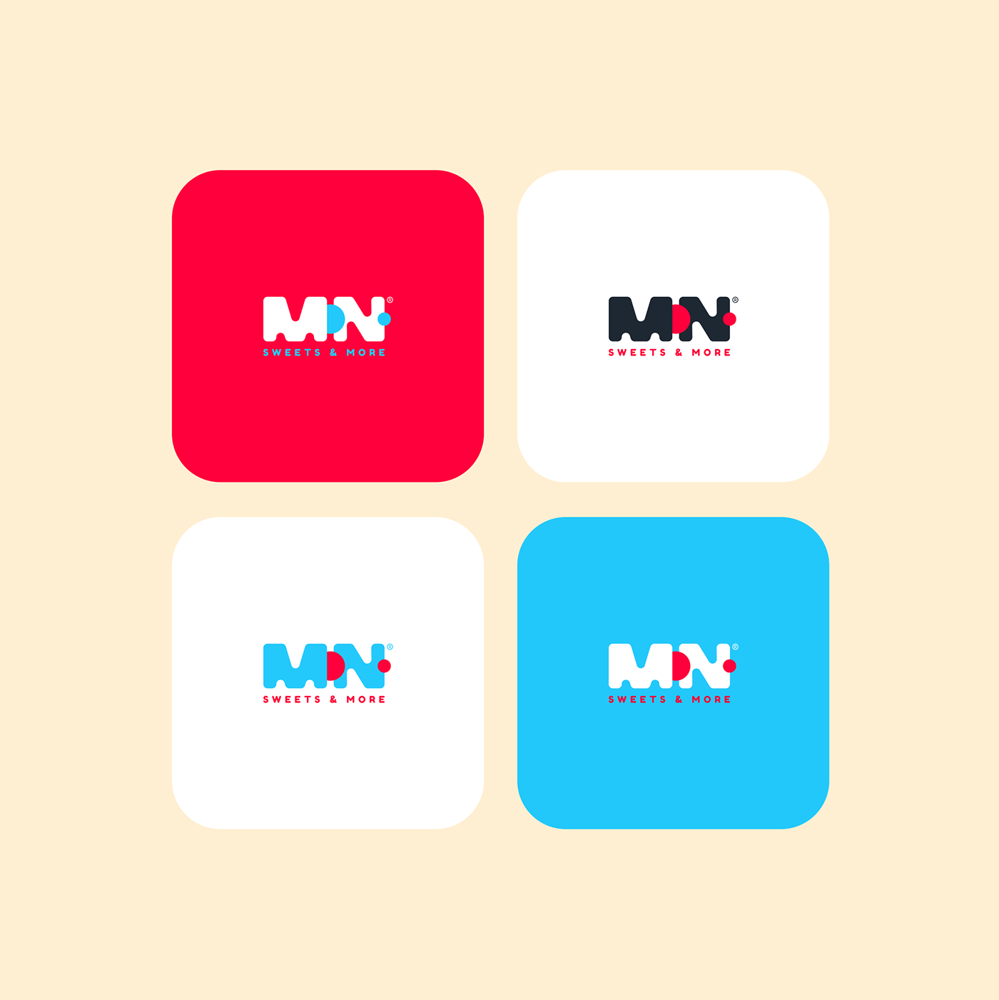 blue Candy cute logo Mono red Sweets visual identity
