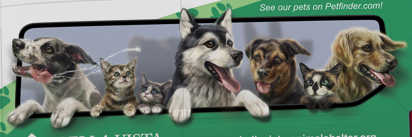 digital painting ILLUSTRATION  Pet Portrait dog Cat animal kitten puppy process video Time Lapse